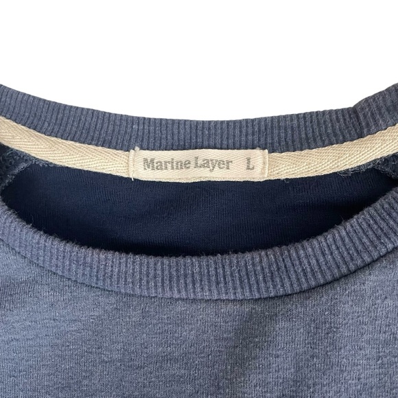 Marine Layer Double Knit Baseball Raglan Blue Large - Picture 9 of 14